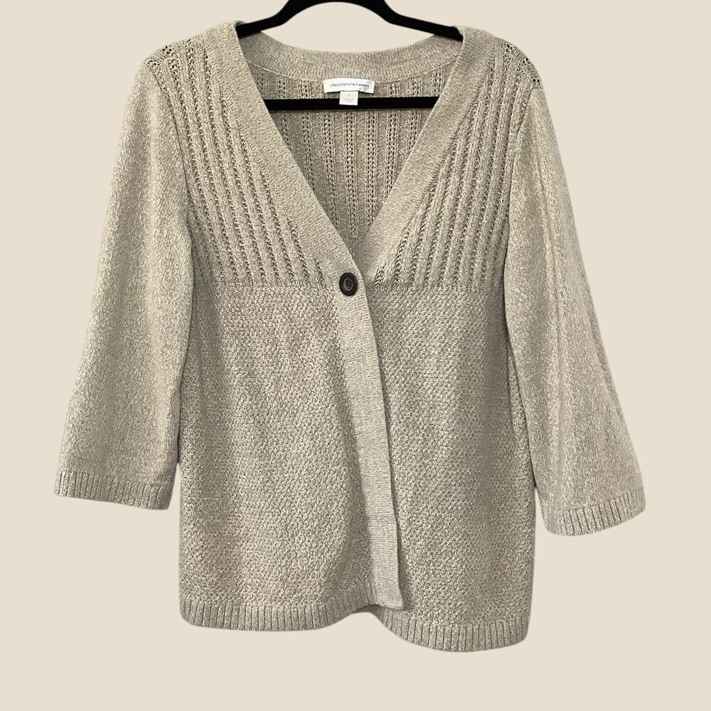 Cream Cardigan XL 100% Cotton Cable Knit Fisherman Cottagecore Autumn Fall